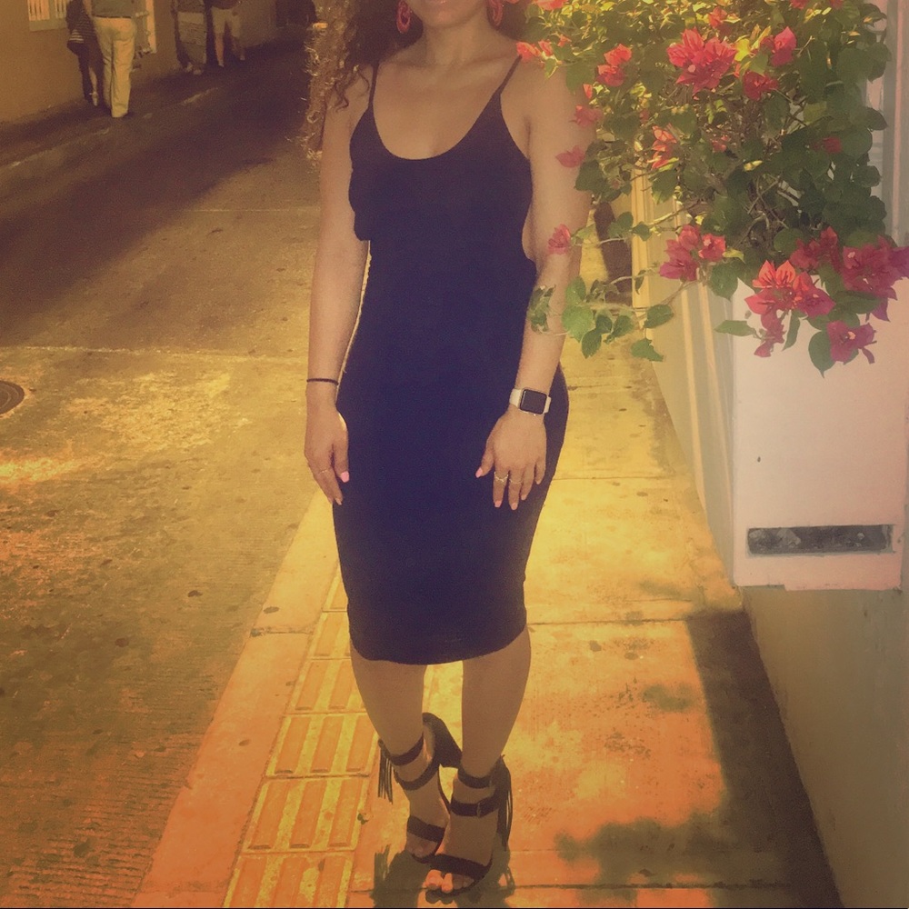 Midi length backless dress